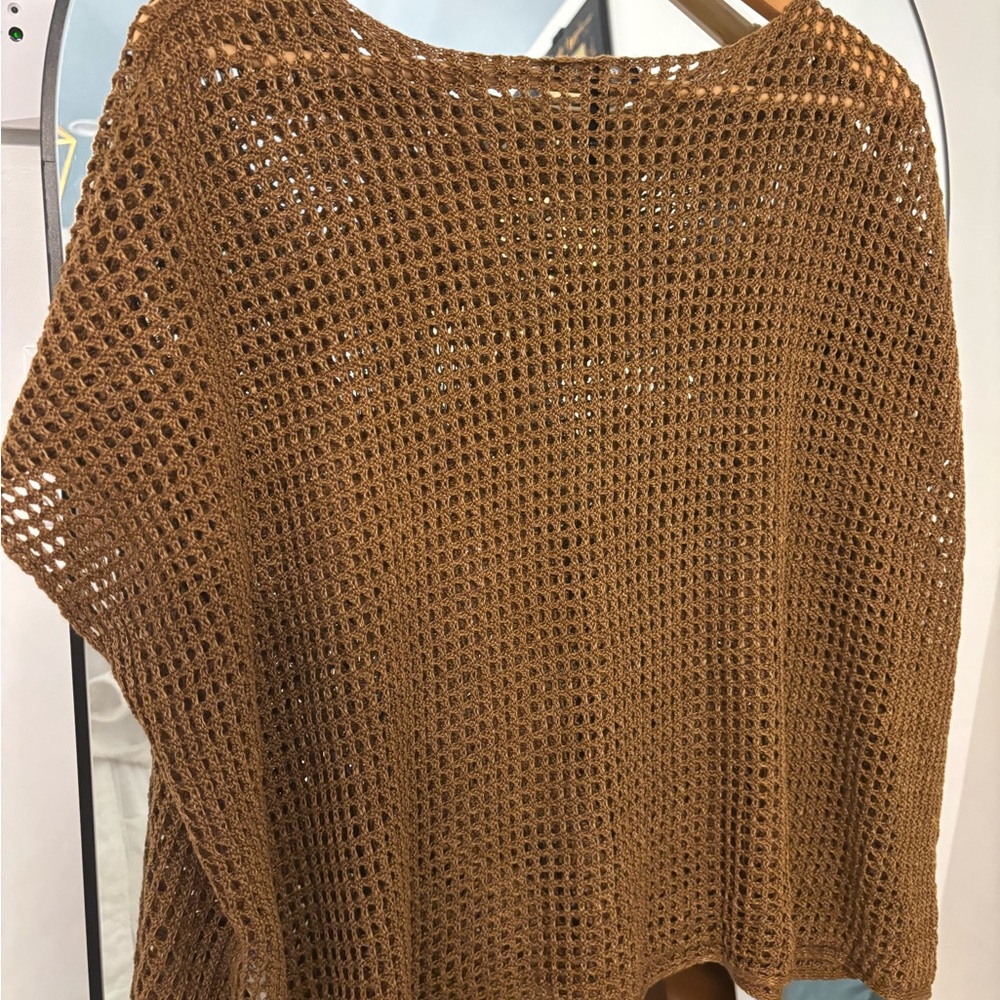 Eileen Fisher Open Stitch Short Sleeve Sweater in Bronze